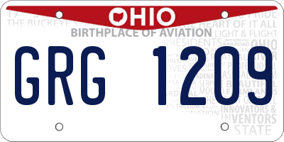 OH license plate GRG1209