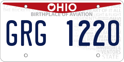 OH license plate GRG1220