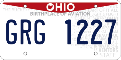 OH license plate GRG1227