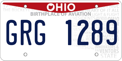 OH license plate GRG1289