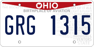 OH license plate GRG1315