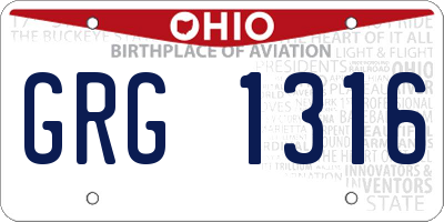 OH license plate GRG1316
