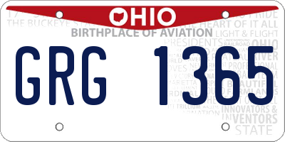 OH license plate GRG1365
