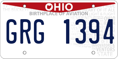 OH license plate GRG1394