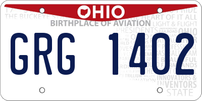 OH license plate GRG1402