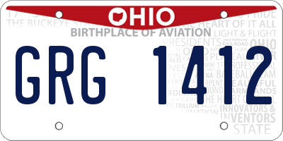 OH license plate GRG1412