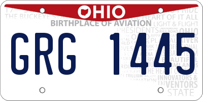 OH license plate GRG1445