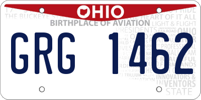 OH license plate GRG1462