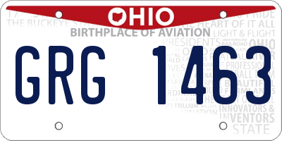OH license plate GRG1463