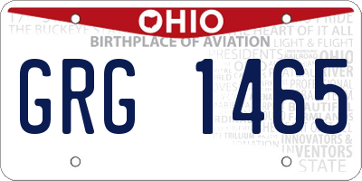 OH license plate GRG1465