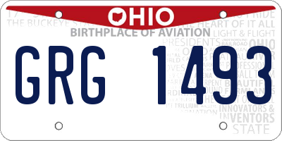 OH license plate GRG1493