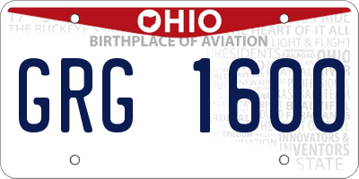 OH license plate GRG1600