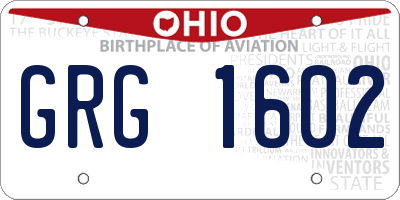 OH license plate GRG1602