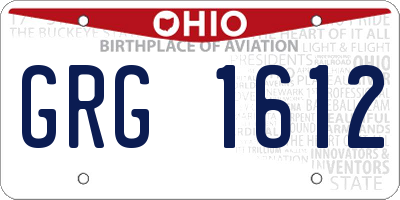 OH license plate GRG1612