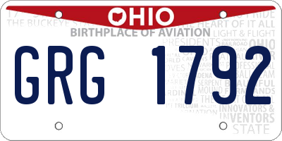 OH license plate GRG1792