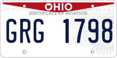 OH license plate GRG1798