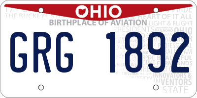 OH license plate GRG1892