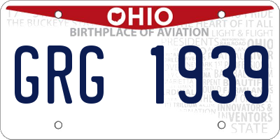 OH license plate GRG1939