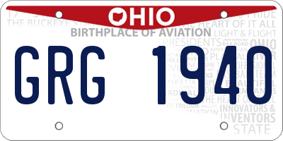 OH license plate GRG1940