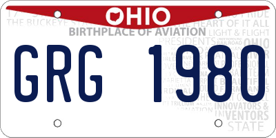 OH license plate GRG1980