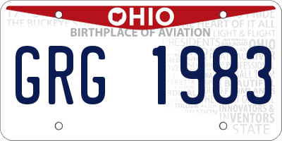 OH license plate GRG1983