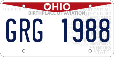 OH license plate GRG1988