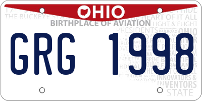 OH license plate GRG1998