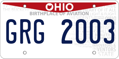 OH license plate GRG2003
