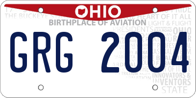 OH license plate GRG2004