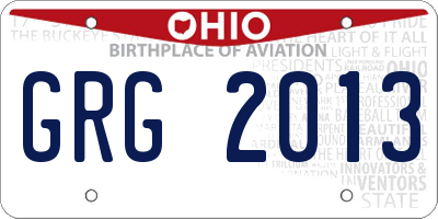 OH license plate GRG2013