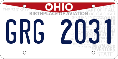 OH license plate GRG2031