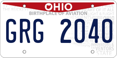 OH license plate GRG2040