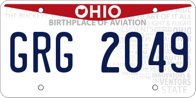 OH license plate GRG2049