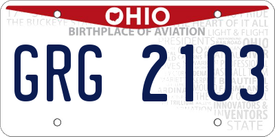 OH license plate GRG2103