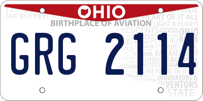 OH license plate GRG2114