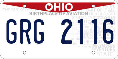OH license plate GRG2116