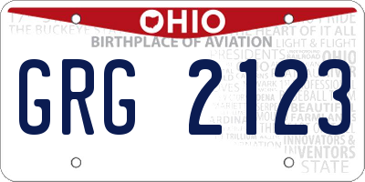 OH license plate GRG2123