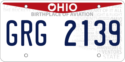 OH license plate GRG2139