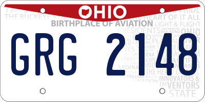 OH license plate GRG2148