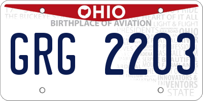OH license plate GRG2203
