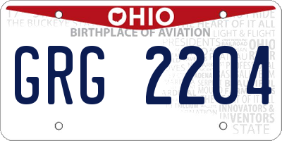 OH license plate GRG2204