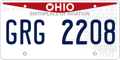 OH license plate GRG2208