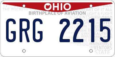 OH license plate GRG2215