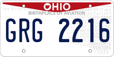 OH license plate GRG2216