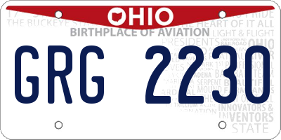 OH license plate GRG2230