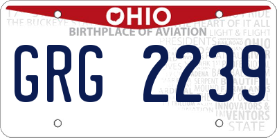 OH license plate GRG2239