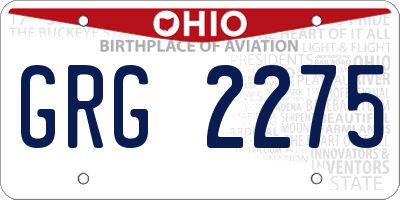 OH license plate GRG2275