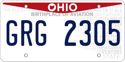 OH license plate GRG2305