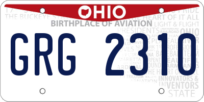 OH license plate GRG2310