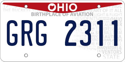 OH license plate GRG2311